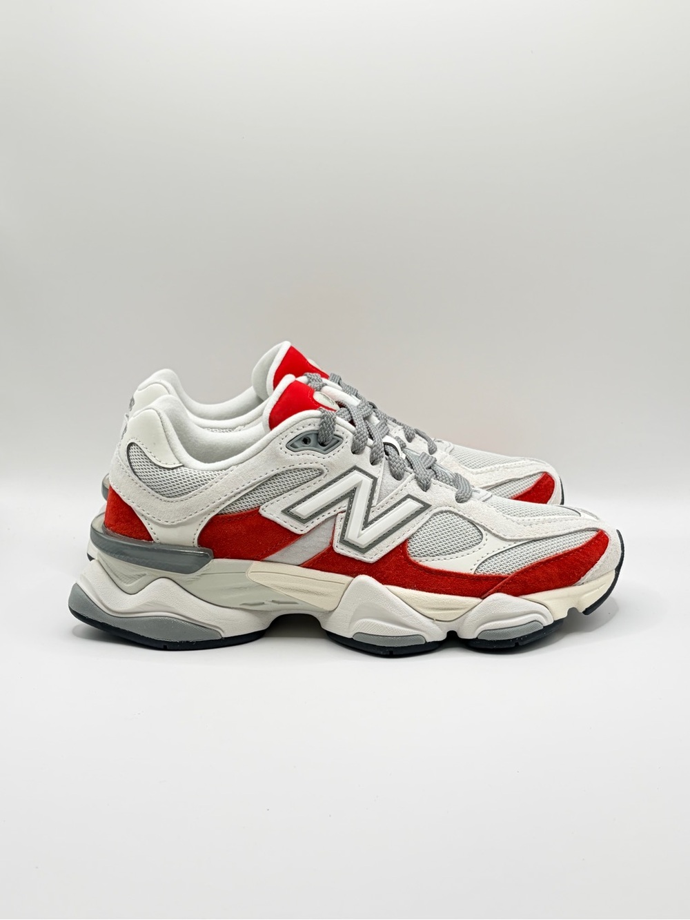 New Balance 9060 White & Red Chunky Retro Runner